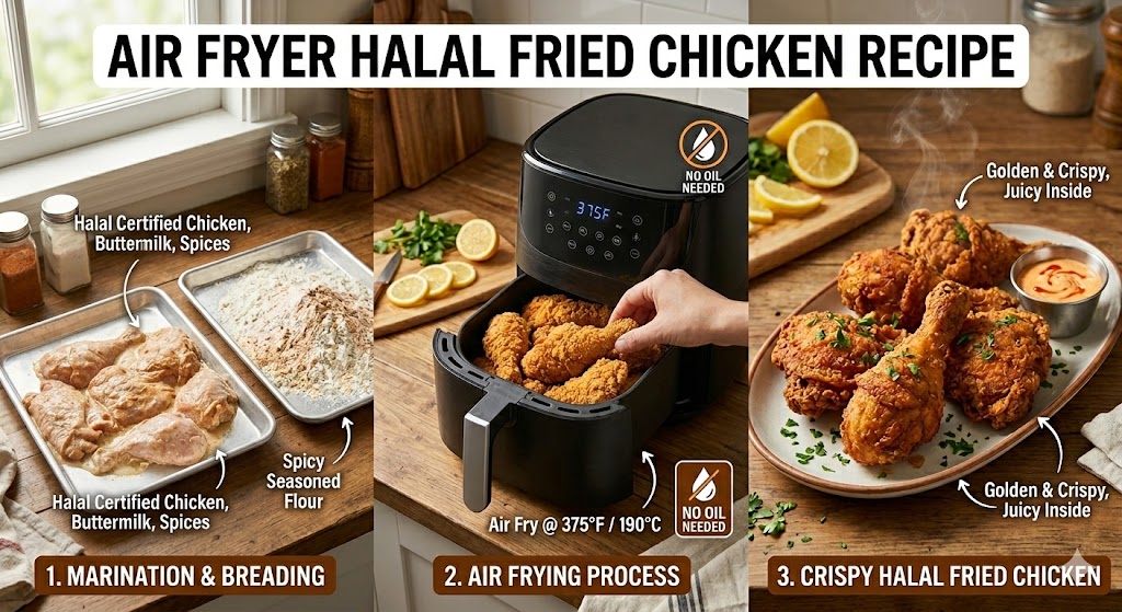 Air Fryer Halal Fried Chicken Recipe